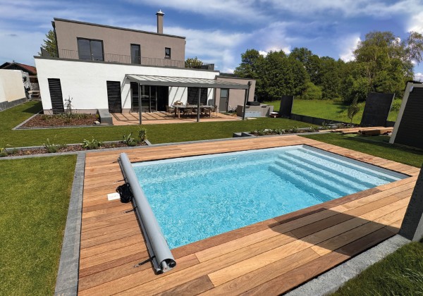 GFK-Pool ORLANDO 6 mit Rollschutz-Abdeckung 600 x 300 x 148 cm